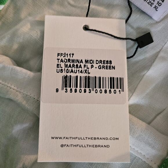 Faithfull The Brand Taormina Midi Dress In El Marsa Floral Green US 10- NWT - Picture 6 of 9